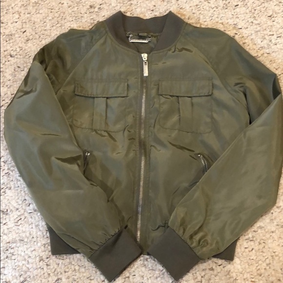 Jou Jou Army Green Bomber Jacket Girls Size Medium Worn Once - Picture 1 of 3